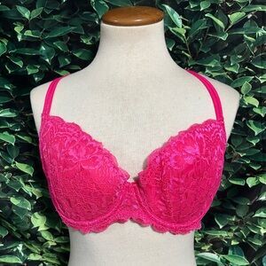 Victoria's Secret Hot Pink Demi Lace Bra Lightly Lined T-Shirt Women's 36D
